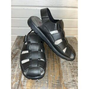 DEXTER Sz 14 Black TUCSON Comfort Fisherman Sandals Memory Foam Adjustable EUC